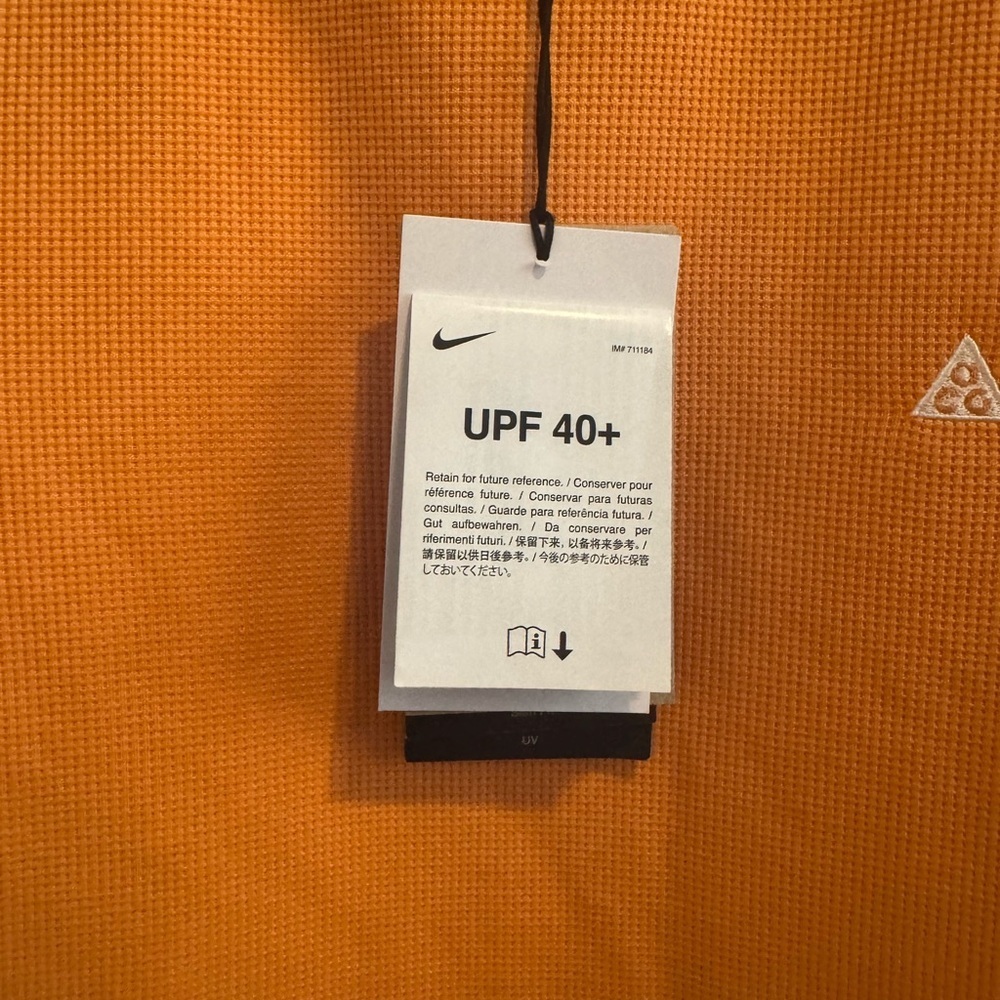 Nike ACG Orange Waffle Knit Short Sleeve Top - Women's Size L - Picture 6 of 6